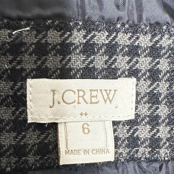 J. CREW Factory Elbow-Patch Keating Boy Blazer Houndstooth Black Gray Sz 6 {UU4} - Picture 4 of 5